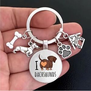 Dachshund Love Charms Key Ring / Keychain